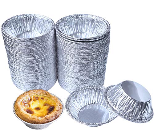SPWOLFRT Disposable 알루미늄 Foil 미니 Tart/Pie Pans Egg Tart Pan Small Cupcake Cake Cookie Mold Tin Baking Tool Cups,팩 100 A