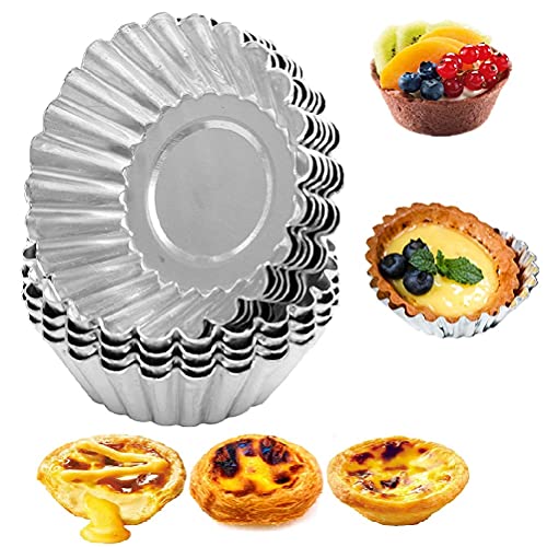 에그 타르트 팬 40개 세트 BESTONZON 40pcs Egg Tart Mold Nonstick Muffin Baking Liners Egg Tart Mould Metal Tart Pans Pudding Tin Mold for Kitchen Fast Food Shop Baking