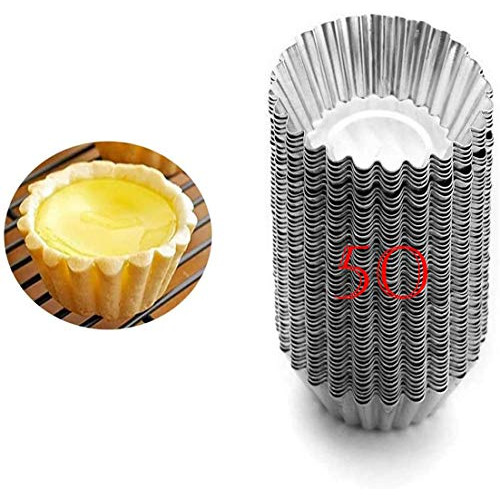에그타르트 몰드 50개 세트 50 Packs Egg Tart Mold, Cupcake Cake Muffin Mold Tin Pan Baking Tool Non Stick