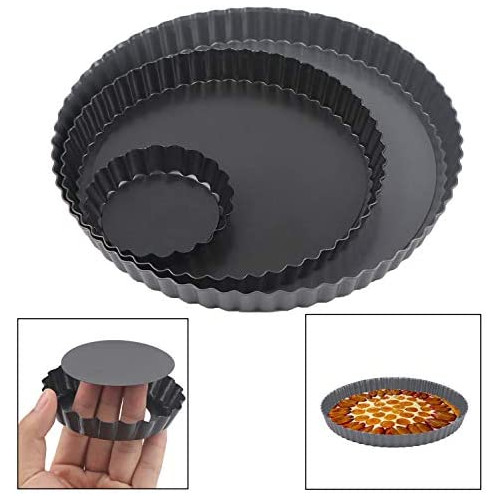 타르트 팬 3가지 사이즈 세트 3 Sizes Non-stick Tart Pan Removable Bottom Tart Baking Pan Non-Stick Pie Dish Pan Round Quiche Tart Pans