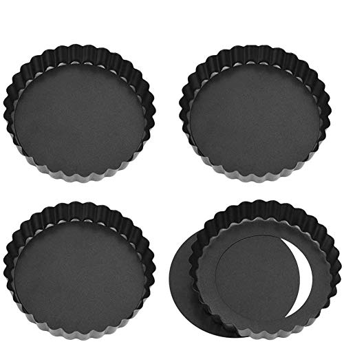 타르트 팬 4개 세트 DragonflyDreams 4 Pack Non-Sticks 8.8 Inches Quiche Tart Pan,Removable Loose Bottom Tart Pie