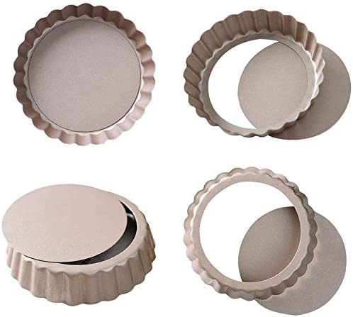 Tart Pan, Quiche Pan, RICHSC-PAN Non-Stick Removable Loose Bottom Carbon Steel 9In Tart Pan, Easy To Operate And Clean.