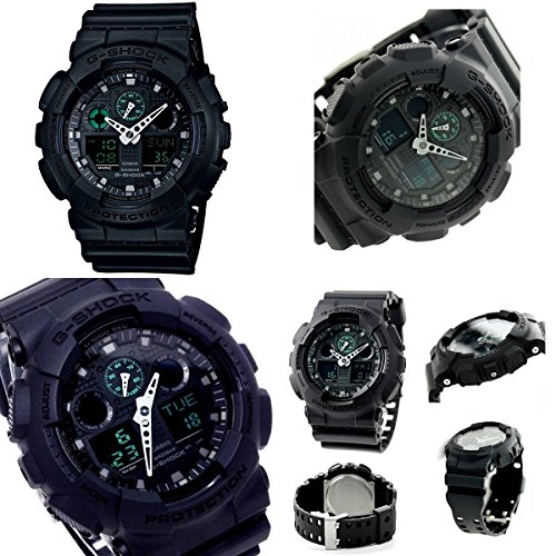 밀리터리 자위대 경찰관 공무원 G-SHOCK 20기압 방수 Big-Case 디지털 아나운서 프라 벨트 워치 워치 맨즈향(GA-100-1A2 GA-100MB-1A) (GA-100MB-1A(밀리터리 블랙))