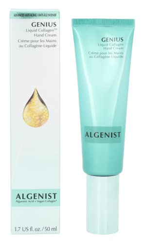 핸드크림 Algenist GENIUS 리퀴드 Collagen Hand Cream - Advanced Fast-Absorbing Moisturizer Dry Hands Active Vegan & Shea Butter Non-Comedogenic 하이포알러제닉 Skincare 50ml 1.7oz