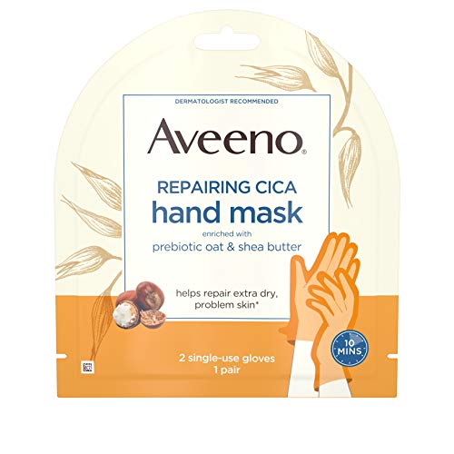 핸드크림 Aveeno Repairing CICA Hand 마스크 Prebiotic Oat Shea Butter Extra Dry Skin Paraben-Free Fragrance-Free 1 Pair팩 3
