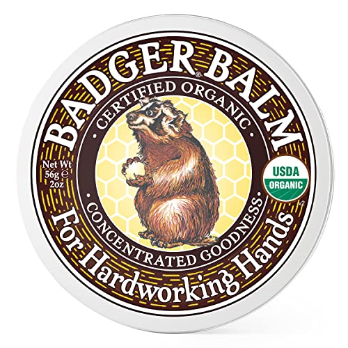 핸드크림 Badger - Hardworking Hands Healing Balm Aloe Vera & Wintergreen 워킹 Hand Dry Moisturizer Certified Organic Repair 0.75 oz 2 Pack