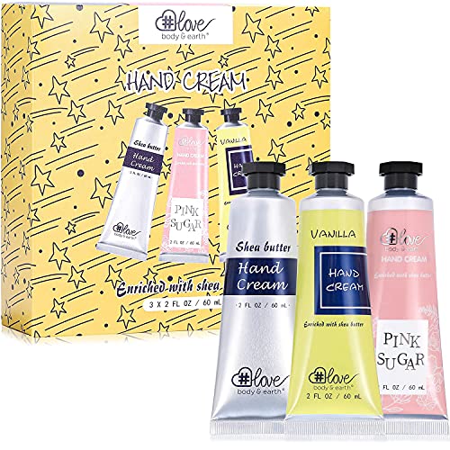 핸드크림 Hand Cream 선물세트 - Lotion 세트 여성 Shea Butter Dry 워킹 Hands팩 3 Moisturizing Travel Size Natural Aloe 비타민 E Best 선물 Women