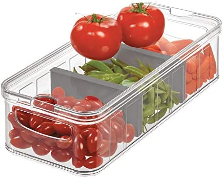 iDesign Crisp BPA-Free Plastic Produce Storage Bin - 8.32 x 6.32 x 3.76, Clear/Gray