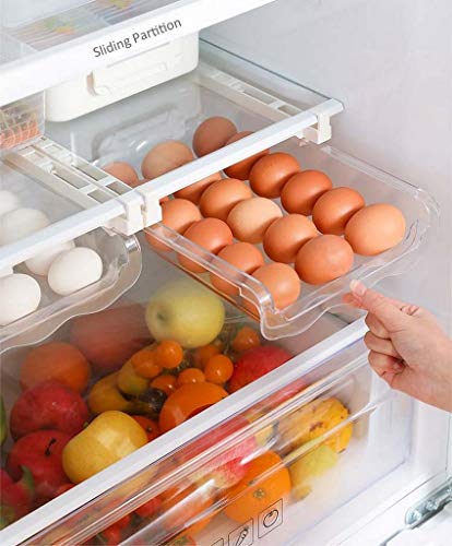 Fridge Egg Drawers Refrigerator Egg Storage Container Refrigerator Pull Out Bins Snap On Drawer Organizer Egg Storage Box Space Saver