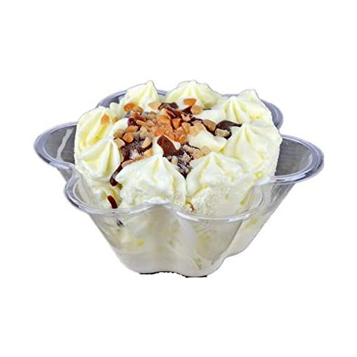 Healthcom 100x Plastic Ice Cream Dessert Bowls 클리어 Cups Flower 컵 Sundae Bowl Disposable