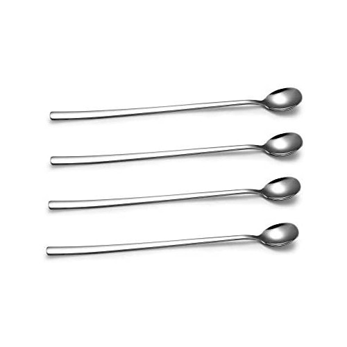 IMEEA 10-Inch Long Handle Iced Tea Spoon SUS304 스테인레스 스틸 Mixing Cocktail Stirring Coffee Milkshake Ice Cream 세트 4