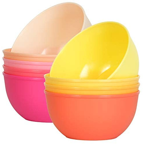 Youngever 9팩 10oz Plastic Bowls 어린이 세트 9 Assorted Colors
