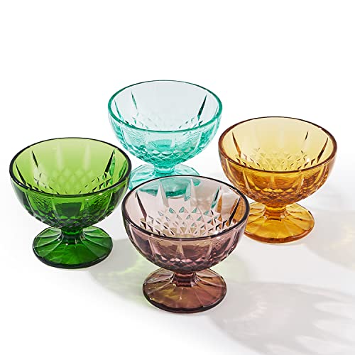 Kenmore Housewares - 컬러풀 유리 디저트볼 4색 세트