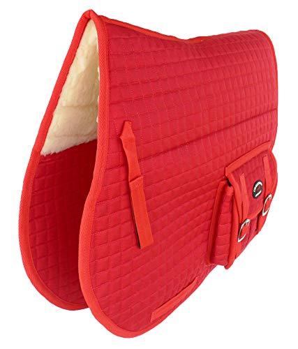 CHALLENGER Horse Quilted English Saddle PAD Trail Australian Dressage Pockets Fur RED 72115