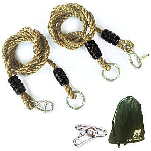 Tree Swing Ropes Hammock Chair Straps hanging Kit 2 Carabiners Replacement Adjustment Extension - 6ft & Holds 600lbs Perfect 어린이 Outdoor Hanging