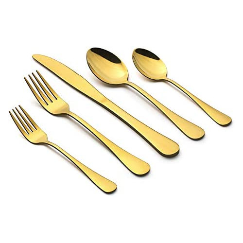 Black Silverware 세트 LIANYU 20-Piece 스테인레스 스틸 Flatware Cutlery 4 Mirror Finish Dishwasher Safe Nice Box Package