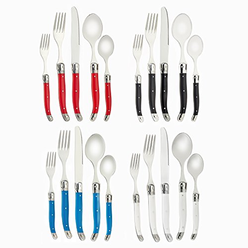 FlyingColors Laguiole 20-Piece Silverware Flatware Cutlery 세트 스테인레스 스틸 Utensils Service 4. MultiColor Handle,20 Pieces