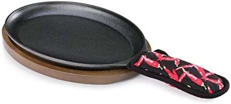 New Star Foodservice 1028614 Commerical Grade Cast 아이언 Fajita 세트 Sizzling Skillet Japanese Steak Plate
