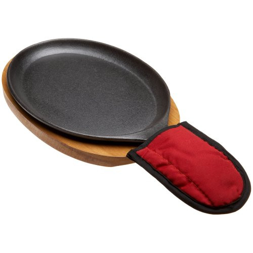 Fajita 플레이트 세트 - Pre-seasoned Cast 아이언 Pan Wooden Tray Hot Mitt Old Mountain