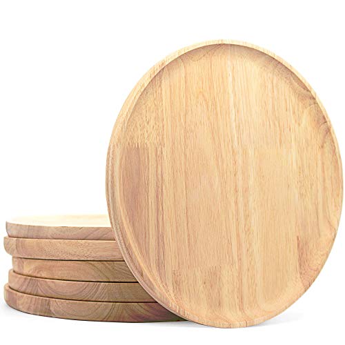 EKOHOUSE Wooden Plates 우드 Dinner Oak Serving Dish Snack Dessert Steak all Food 11 inch Durable Unbreakable Charger 100% Degradable Great as 선물 세트 2