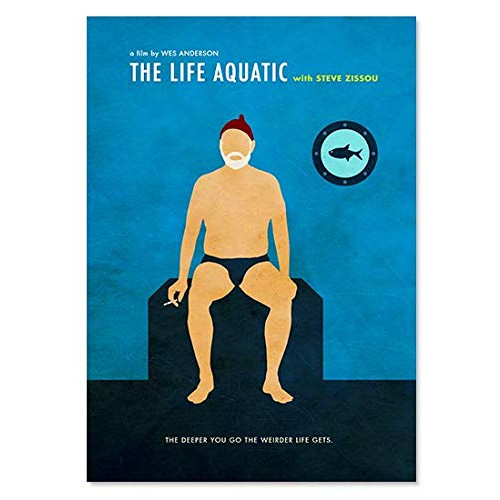 Wes Anderson Life Aquatic Steve Zissou Minimalist Movie Poster Artwork Print Unframed Office Decor Home Wall Hanging Cafe