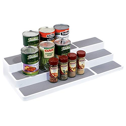 YCOCO 3-Tier Expandable Spice Rack Step Modern 디자인 방수 Non Skid Shelf Kitchen Organizer Pantry Cabinet Countertop Use