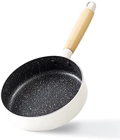 ROCKURWOK Japanese Omelette Pan Nonstick Tamagoyaki Egg Retangle Small Frying Silicone Spatula & Brush 7&rdquo x 5&rdquo White