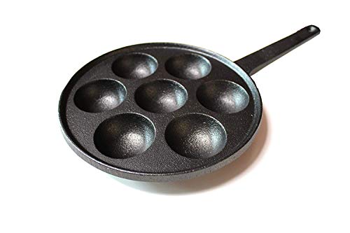 Kasian House Cast 아이언 Griddle Poffertjes Pancake Balls Aebleskiver Thai Kanom Krok Other Desserts Ball 2" Diameter Molds Pre-Seasoned Heavy Duty Stuffed Pan