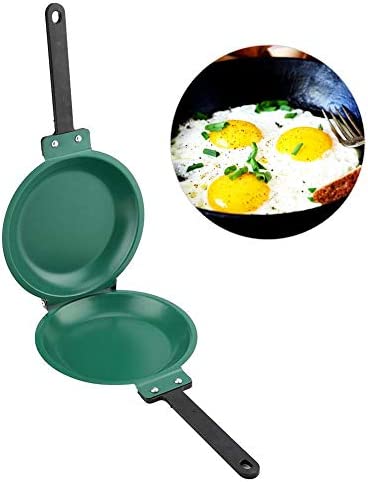 ZJchao Frying Pan Double Side Non-Stick Flip 폴딩 Green