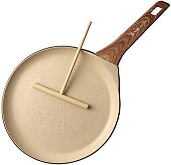 11 inch Nonstick Crepe Pan Set with Crepe Spreader: Marbellous Series Flat Stove Top Nonstick Pan for Crepes, Tortilla, and Dosa - 100% PFOA Free Non Stick German Coating - Pancake Pan - WaxonWare