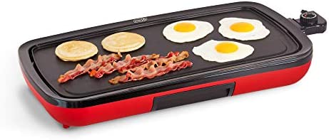 DASH DEG200GBRD01 Everyday Nonstick Electric Griddle Pancakes Burgers Quesadillas Eggs & other on go Breakfast Lunch Snacks 드립 Tray + Included Recipe Book 20in Red