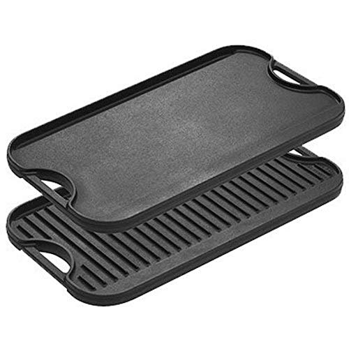 Lodge Pre-Seasoned Cast 아이언 Reversible Grill/Griddle Handles 20 Inch x 10.5 - One tray