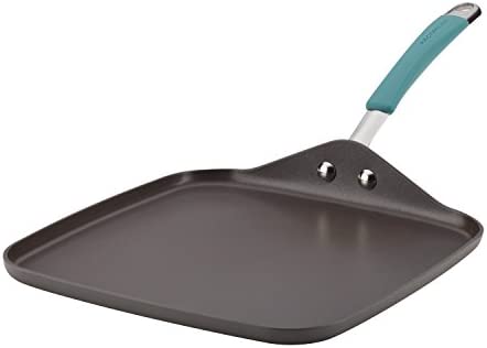 Rachael Ray Cucina Hard Anodized Nonstick Griddle Pan/Flat Grill 11 Inch Gray Agave 블루 Handle
