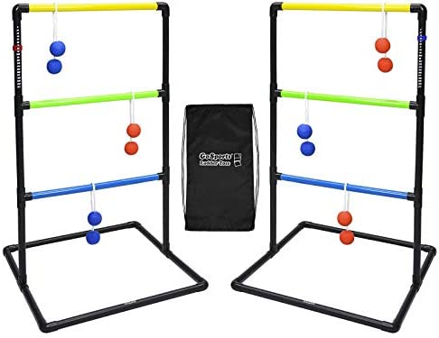 GoSports Pro Grade Ladder Toss Indoor/Outdoor Game 세트 6 소프트 Rubber Bolo Balls Travel Carrying Case