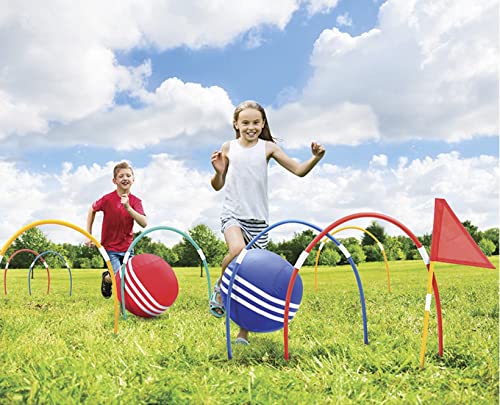 Kovot Giant Kick Croquet Game 세트 Includes Inflatable Balls Wickets & Finish Flags