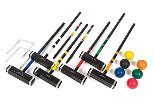 EastPoint 스포츠 6-Player Croquet 세트 - Features Deluxe Carry 케이스 Includes 6 Mallets Colored Balls 2 Stakes 9 Wickets