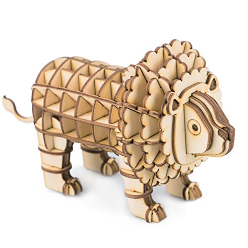 Rolife Build Your Own 3D Wooden Assembly Puzzle 우드 Craft Kit Lion Model 선물 어린이 Adults