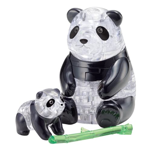 BePuzzled Original 3D 크리스탈 Jigsaw Puzzle - Panda Bear & Baby Animal Assembly Brain Teaser Fun Model 토이 선물 Decoration 성인 어린이 Age 12 Up 50Piece Level 1