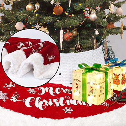 크리스마스 트리 스커트 DR.DUDU 48 Inch Christmas Tree Plush Skirt Decoration Merry Party Faux Fur Decorations