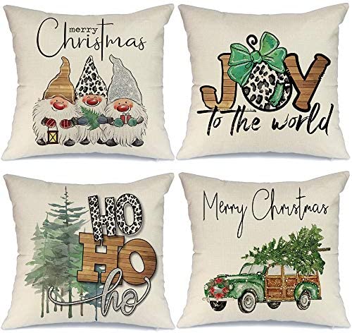크리스마스 필로우 커버 Joy Gnome Truck Christmas Tree Rustic. Cushion Cases Couch 커버만 제공
