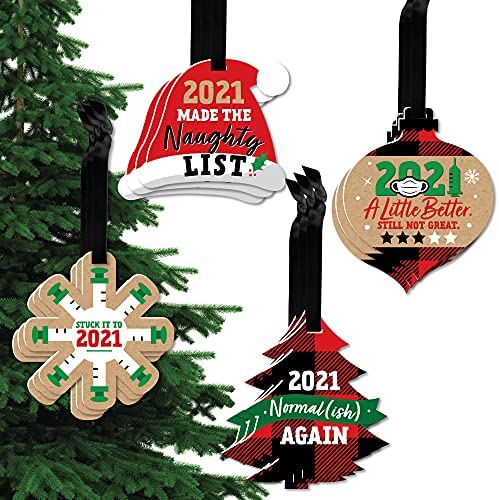 크리스마스 장식품 Big Dot Happiness 2020 Quarantine Christmas - Holiday Decorations Tree Ornaments 세트 12
