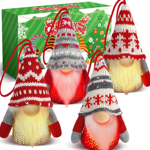 크리스마스 장식품 Gnome Christmas Ornaments LED Light Scandinavian Lighted Santa Elf Table 4 Pack