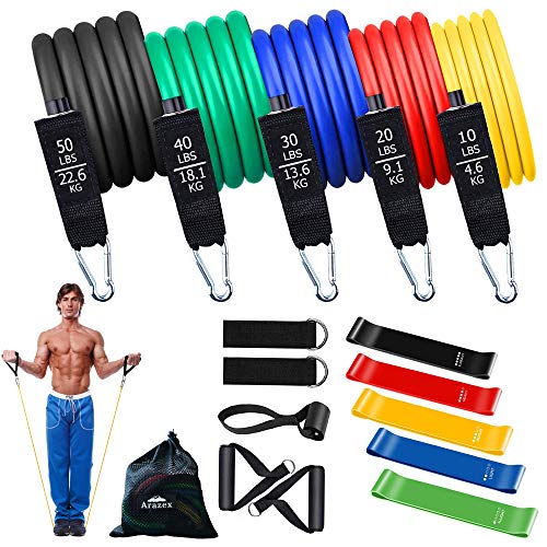 저항밴드 요가 필라테스 홈트 Men & Women,Exercise Bands 워킹 out,Workout Handles,Legs Ankle Straps,Door Anchor Carry Bag,Instruction Sheet 5 Resistance Loop 17pcs