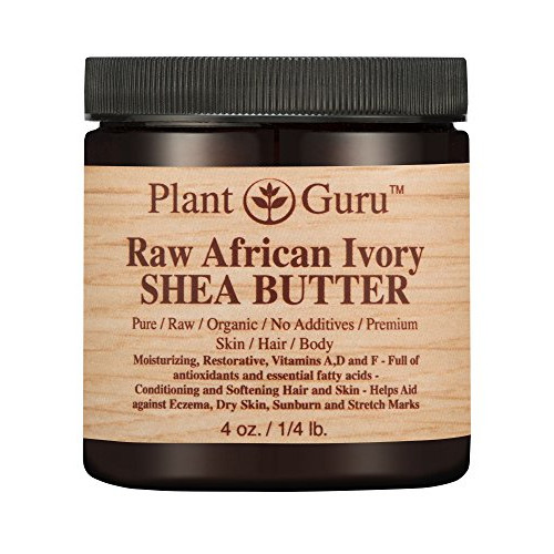 African Shea Butter Raw Unrefined 100% Pure Natural Organic Ivory Grade - 4 oz DIY Body Butters Lotion Cream 립밤 & Soap Making Supplies Eczema Psoriasis Aid Stretch Mark Product
