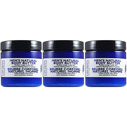 Carapex Natural Body Butter for Men, for Extreme Dryness, Extra Dry Skin, Deep Moisturizer, Unscented with Jojoba, Beeswax (Single)