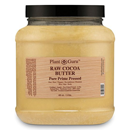 Raw Cocoa Butter 3 lb. Bulk 100% Pure Fresh Natural Cold Pressed. Skin Body 헤어 Moisturizer DIY Creams 립밤 Lotion Soap Making