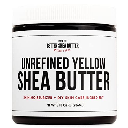 Yellow Shea Butter - Raw 100% Pure Unrefined Fresh Moisturizing Ideal Dry Cracked Skin Eczema Use on Body Face 헤어 8 oz Better