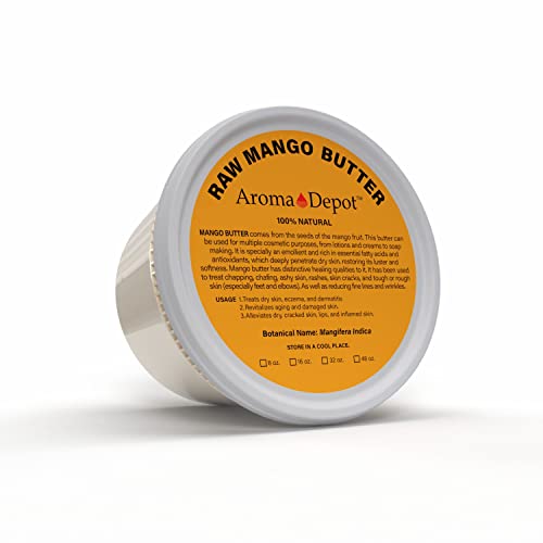 Aroma Depot 1lb 16 oz Raw Mango Butter Unrefined 100% Natural Pure Great Skin Body 헤어 Care. DYI Lotions Creams Reduces Fine Lines Wrinkles used eczema psoriasis