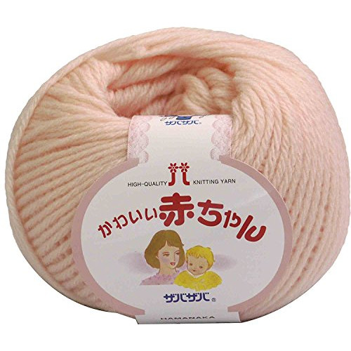 뜨개질 실 하마나카 귀여운 아카짱 털실 Col.4 핑크계 40g 약105m