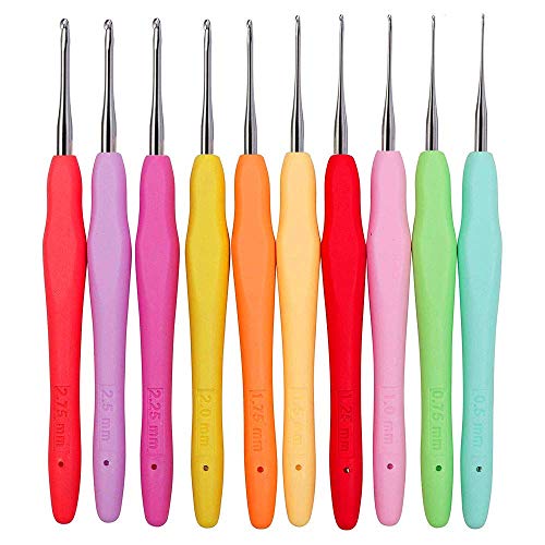 코바늘 10개 레이스 뜨기침 뜨개바늘 소프트한 그립 레이스침 수예 뜨게질 침모사 10개세트